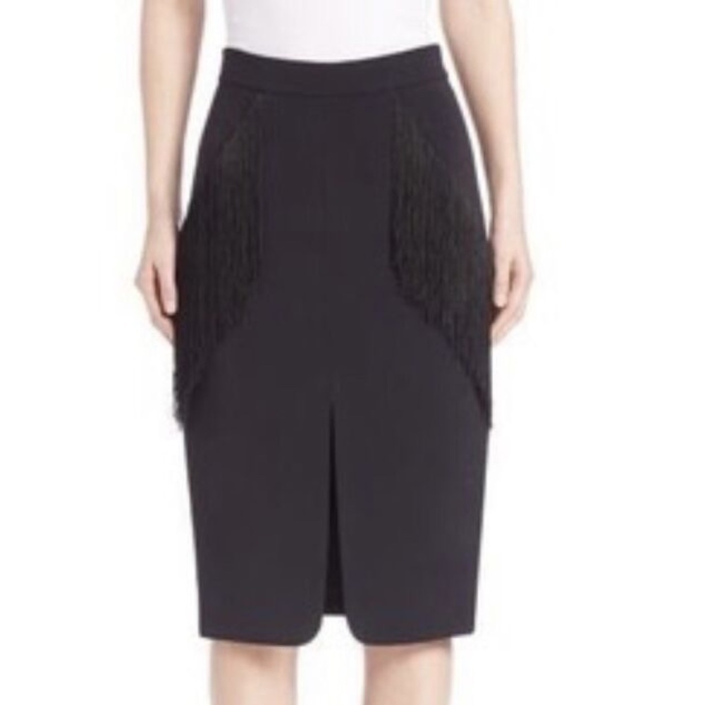 New! Jonathan Simkhai fringe pockets midi skirt black nwt 16091